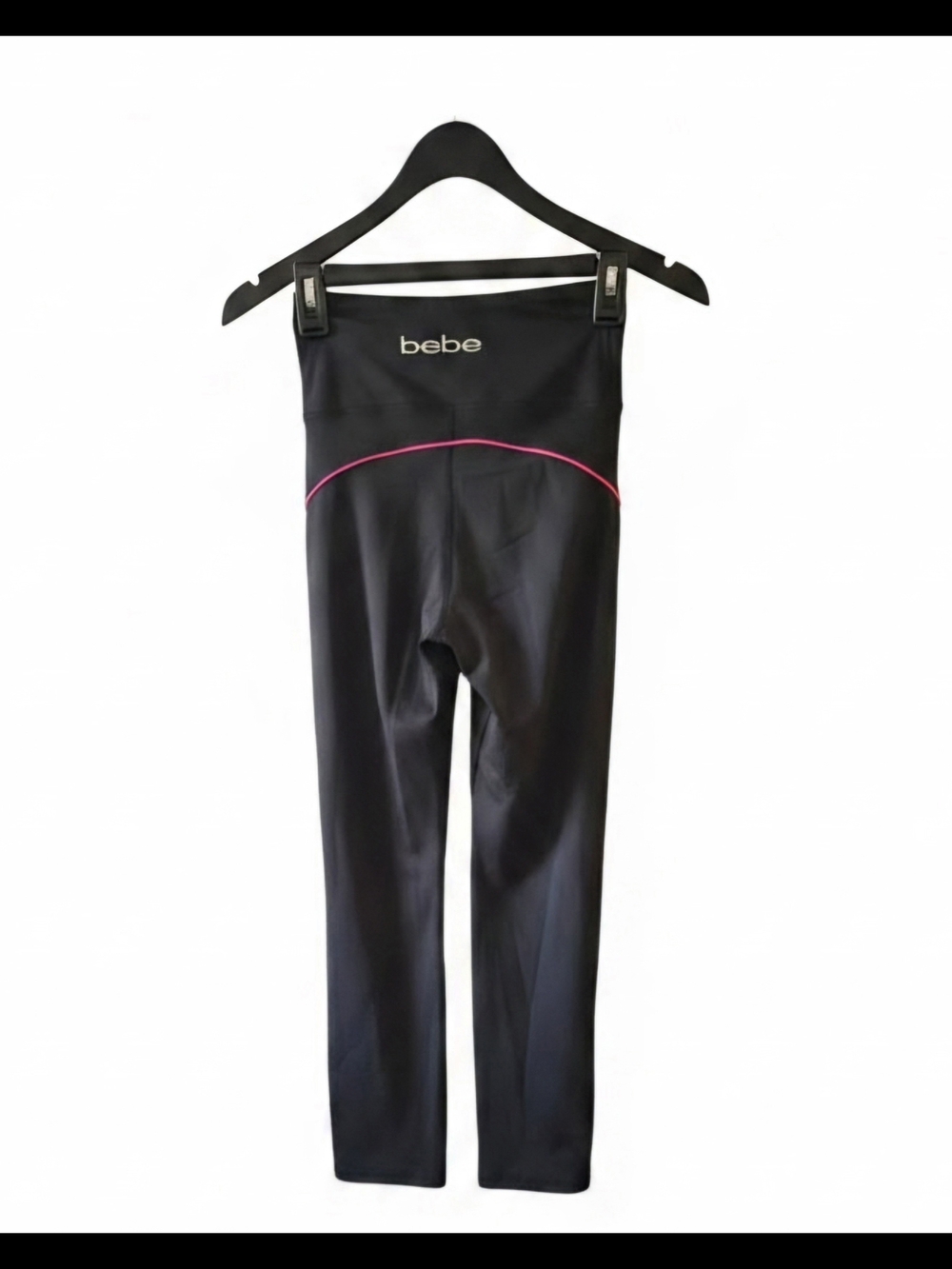 bebe Black Leggings with Hot Pink Piping